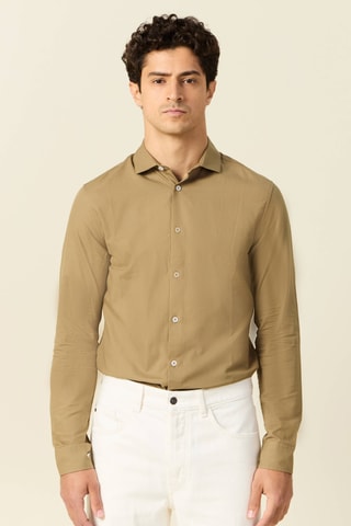 Camisa em algodão biológico  - Castanho