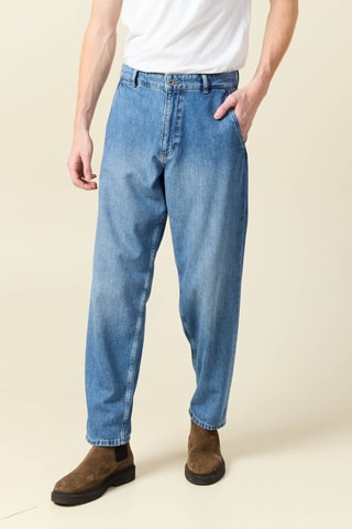 Calças de ganga straight em algodão biológico - Azul