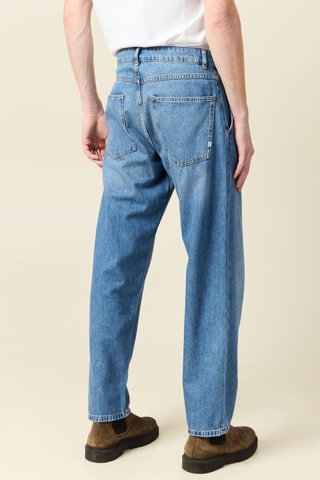 Calças de ganga straight em algodão biológico - Azul