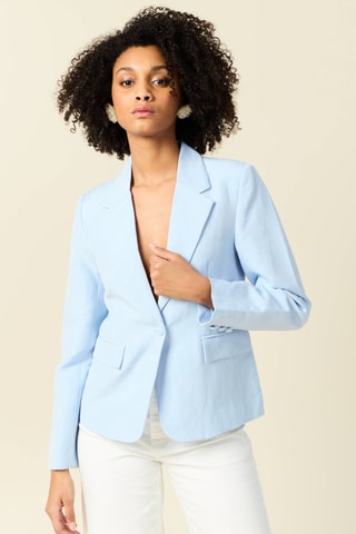 Casaco em linho - Azul-claro