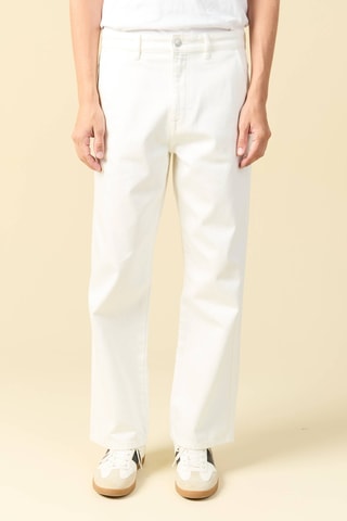 Calças de ganga largeem algodão biológico - Branco