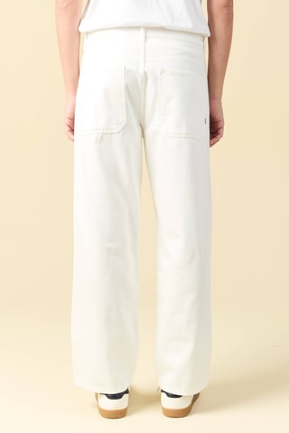 Calças de ganga largeem algodão biológico - Branco