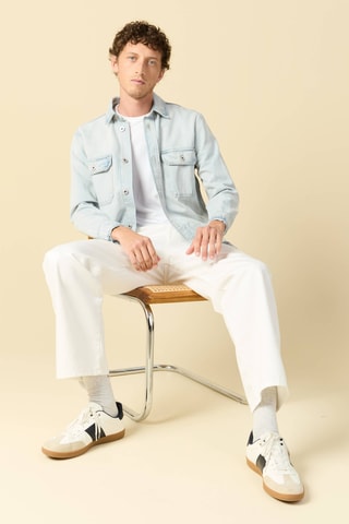 Calças de ganga largeem algodão biológico - Branco