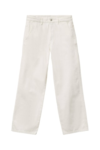 Calças de ganga largeem algodão biológico - Branco