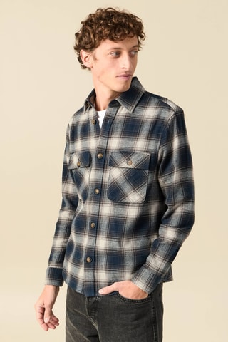 Sobrecamisa em algodão biológico - Azul-marinho