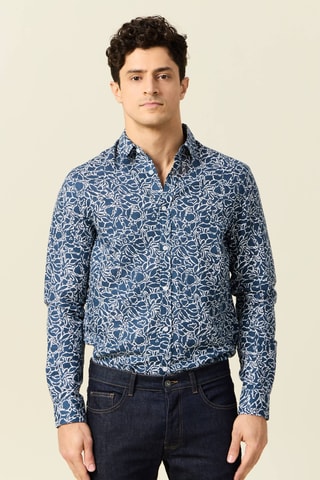 Camisa em linho - Azul