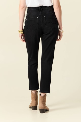 Calças de ganga 7/8 de cintura alta  - Preto