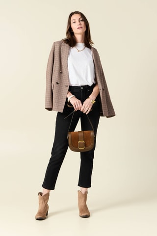 Calças de ganga 7/8 de cintura alta  - Preto