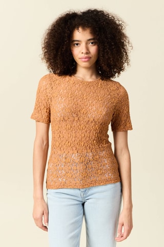 Top em renda e algodão biológico  - Castanho