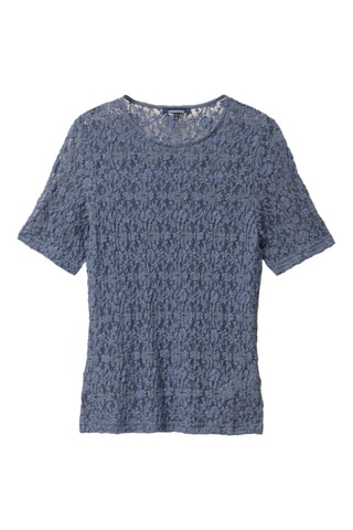 Top em renda e algodão biológico  - Azul