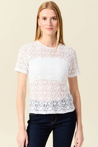 Top em renda e algodão biológico  - Branco