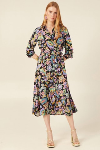 Vestido midi direito  - Multicor