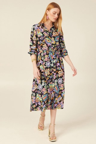 Vestido midi direito  - Multicor