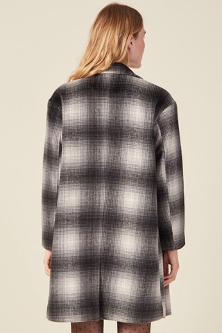 Sobretudo direito comprido em lã - Preto