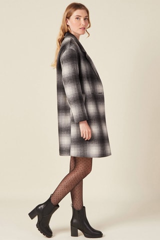 Sobretudo direito comprido em lã - Preto