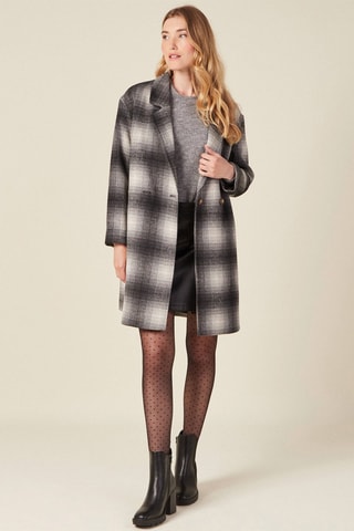 Sobretudo direito comprido em lã - Preto