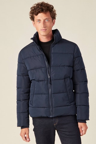Rechte Gewatteerde Jas met Rits - Blauw