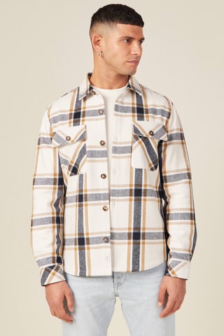 Sobrecamisa direita em lã  - Camel