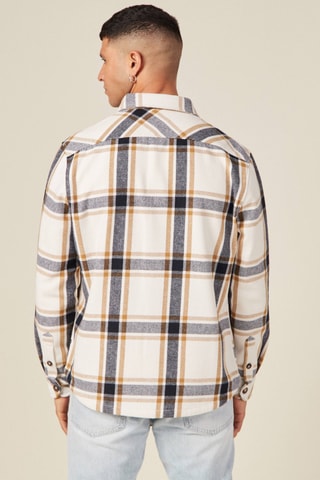 Sobrecamisa direita em lã  - Camel