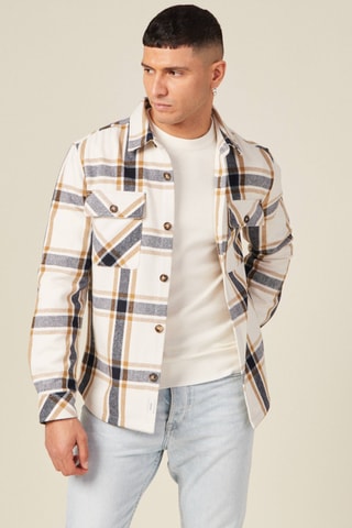 Sobrecamisa direita em lã  - Camel