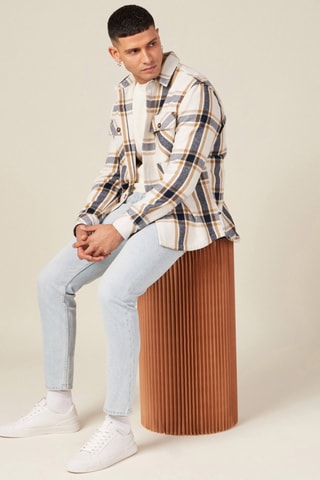 Sobrecamisa direita em lã  - Camel