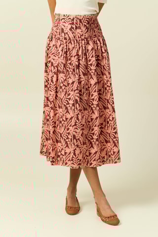 Saia midi cintura subida - Castanho