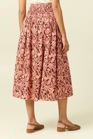 Saia midi cintura subida - Castanho