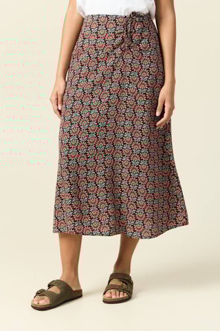 Saia midi cintura subida - Preto