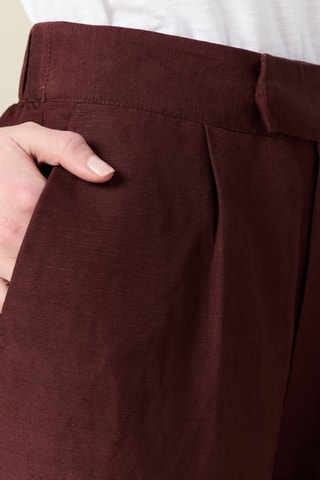 Calças largas em linho - Bordô