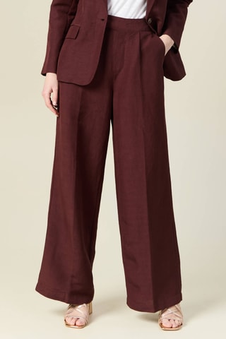 Calças largas em linho - Bordô