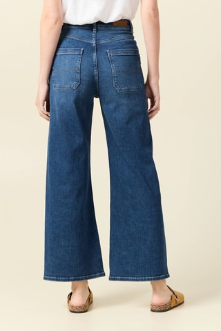 Calças de ganga wide legs cintura subida - Azul