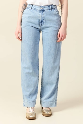 Calças de ganga large em algodão <b>biológico</b> - Azul-claro