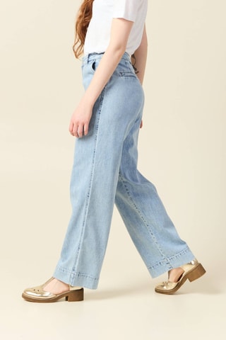 Calças de ganga large em algodão <b>biológico</b> - Azul-claro