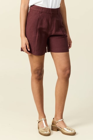 Calções direitos em linho - Bordô