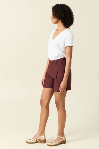 Calções direitos em linho - Bordô