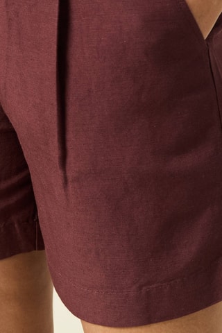 Calções direitos em linho - Bordô