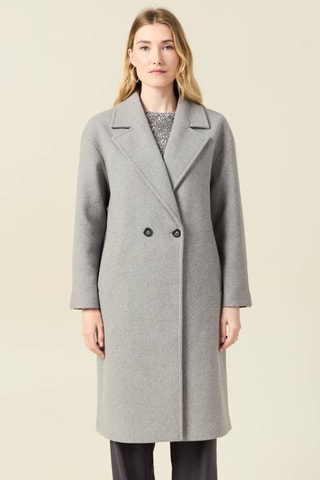 Sobretudo oversize de lã  - Cinzento