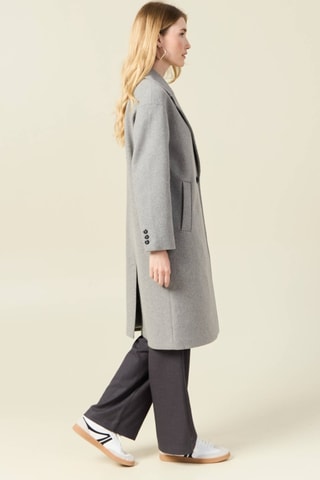 Sobretudo oversize de lã  - Cinzento