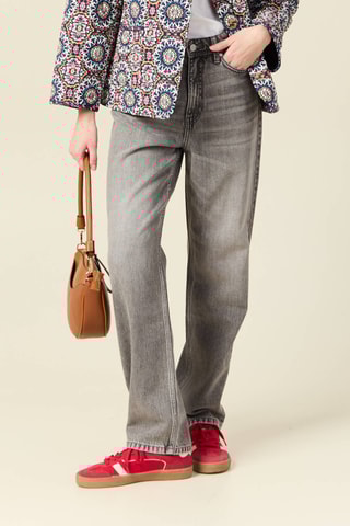 Calças de ganga de cintura subida - Cinzento