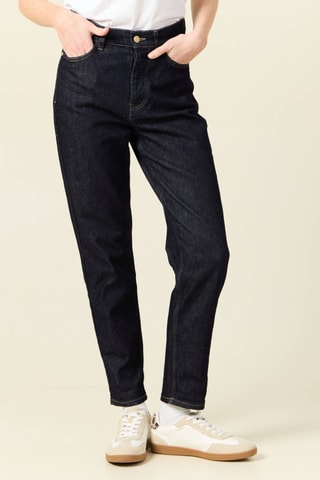 Calças de ganga mom cintura subida - Azul