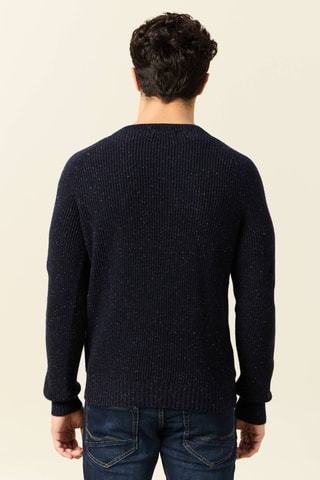 Zijden en Wollen Trui - Marineblauw