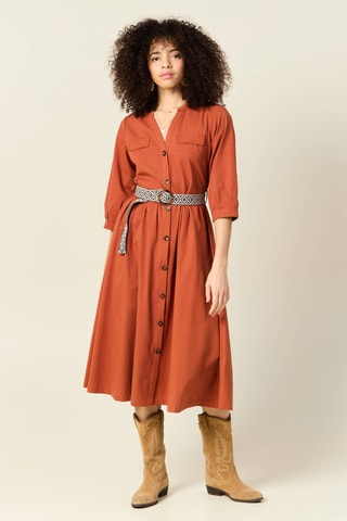 Vestido-camisa - Castanho