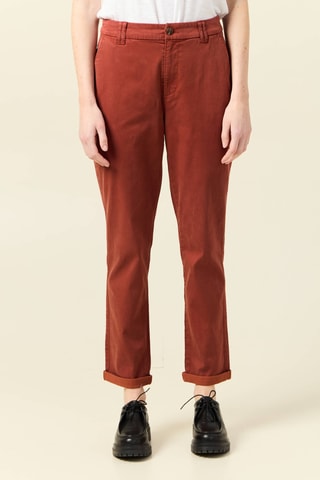 Calças chino em algodão biológico - Vermelho