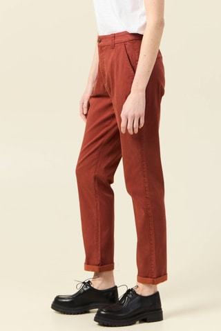 Calças chino em algodão biológico - Vermelho