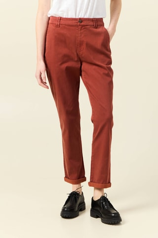 Calças chino em algodão biológico - Vermelho