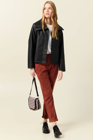 Calças chino em algodão biológico - Vermelho