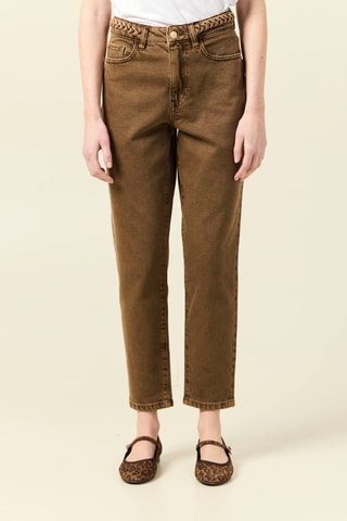 Calças de ganga mom em algodão biológico - Castanho