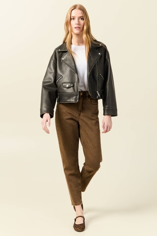 Calças de ganga mom em algodão biológico - Castanho