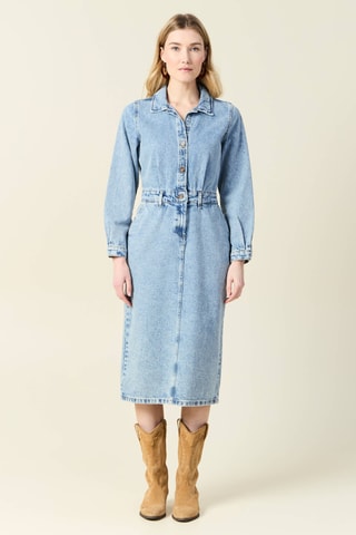 Vestido direito de ganga - Azul