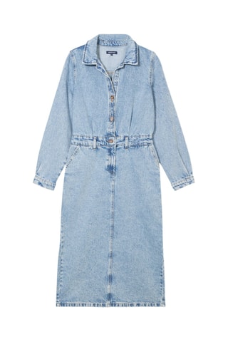 Vestido direito de ganga - Azul